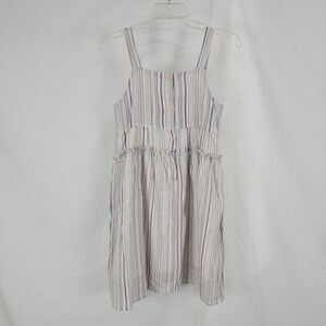 Vignette Multicolor Striped Spring Summer Dress Button Up Sleeveless Girls Sz 12